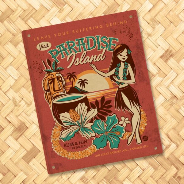 Paradise Island' Metal Bar Sign