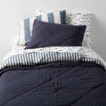 Supersoft Midnight Navy Blue Cotton Gauze Kids Twin Quilt - Paulimo