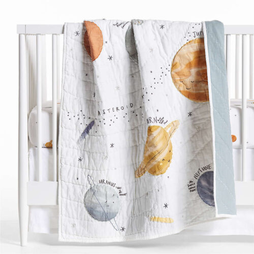 Outer Space Organic Cotton Baby Crib Quilt - Paulimo