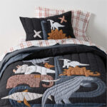 Dino Tower Embroidered Cotton Kids Twin Quilt - Paulimo