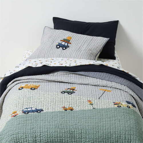 Wheely Cool Embroidered Kids Twin Quilt - Paulimo