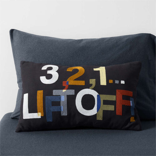 321 Lift Off Embroidered Kids Throw Pillow - Paulimo