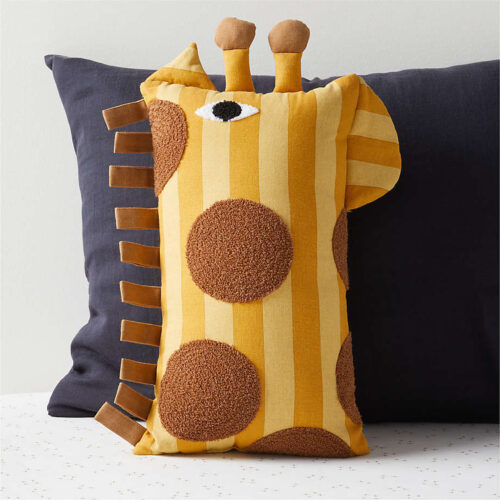 Giraffe Face Striped Embroidered Kids Throw Pillow - Paulimo