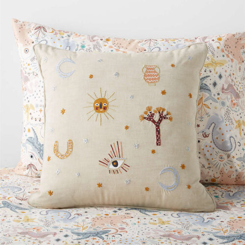 Gwen Embroidered Square Kids Throw Pillow - Paulimo