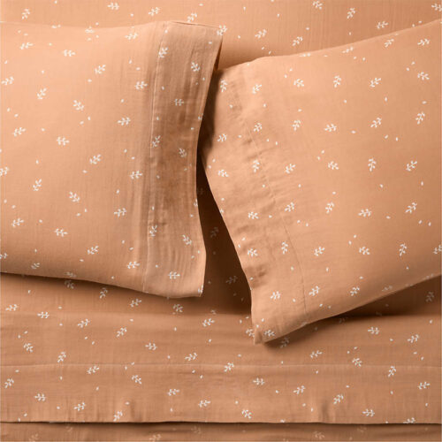 supersoft-terracotta-leaf-print-organic-cotton-gauze-kids-twin-sheet-set-2