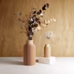 Neutral Wood Color Teracotta Vase "BOTTLE" - Original and Striking Decor - Perfect for Gifting
