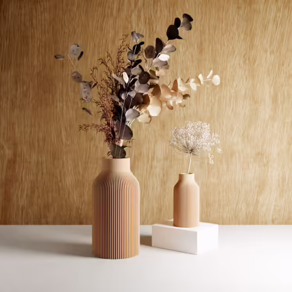 Neutral Wood Color Teracotta Vase "BOTTLE" - Original and Striking Decor - Perfect for Gifting