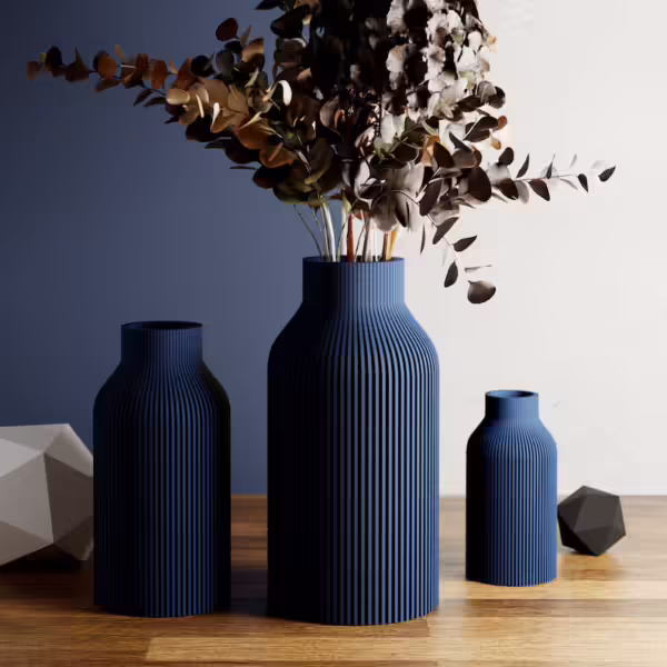 NAVY BLUE Teracotta Vase "BOTTLE" - Original and Striking Decor - Perfect for Gifting