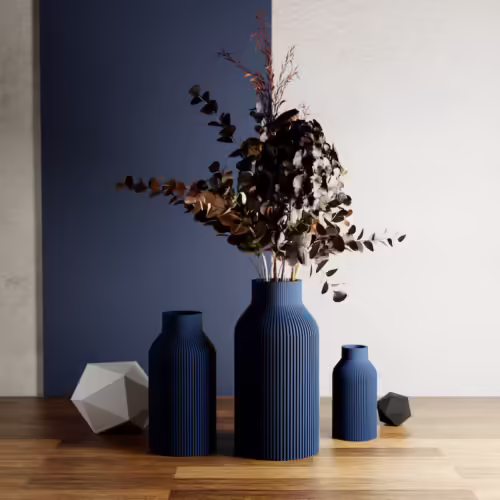 NAVY BLUE Teracotta Vase "BOTTLE" - Original and Striking Decor - Perfect for Gifting