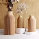 Neutral Wood Color Teracotta Vase "BOTTLE" - Original and Striking Decor - Perfect for Gifting