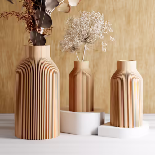 Neutral Wood Color Teracotta Vase "BOTTLE" - Original and Striking Decor - Perfect for Gifting