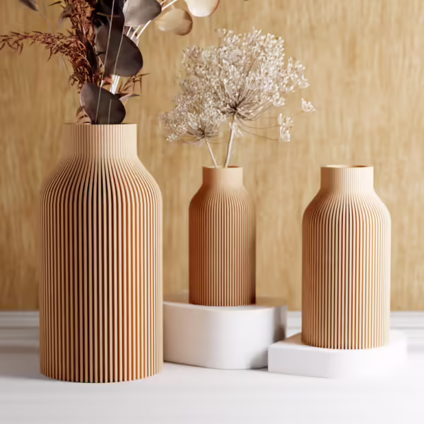 Neutral Wood Color Teracotta Vase "BOTTLE" - Original and Striking Decor - Perfect for Gifting