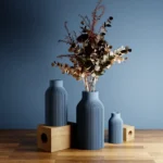 Matte BLUE Teracotta Vase "BOTTLE" - Original and Striking Decor - Perfect for Gifting