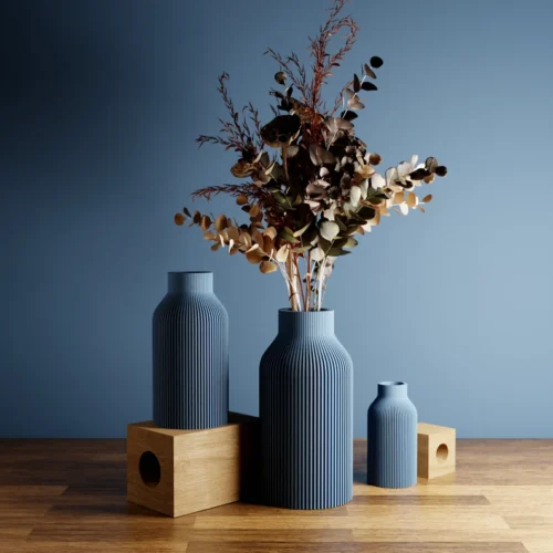 Matte BLUE Teracotta Vase "BOTTLE" - Original and Striking Decor - Perfect for Gifting