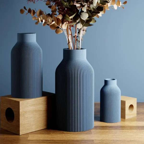Matte BLUE Teracotta Vase "BOTTLE" - Original and Striking Decor - Perfect for Gifting