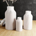 Pure White Teracotta Vase "BOTTLE" - Original and Striking Decor - Perfect for Gifting