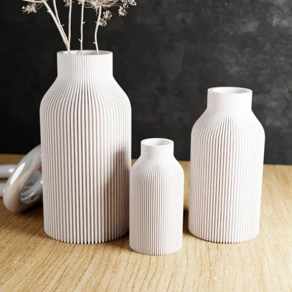 Pure White Teracotta Vase "BOTTLE" - Original and Striking Decor - Perfect for Gifting