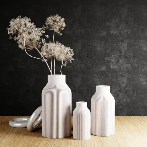 Pure White Teracotta Vase "BOTTLE" - Original and Striking Decor - Perfect for Gifting