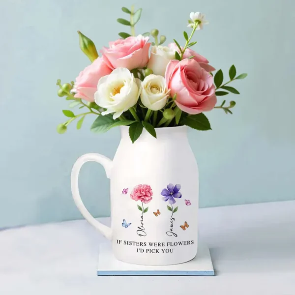 Personalized Sister Gifts Ceramic Vase - Unique Gift Idea for Any Occasion & Home Decoration