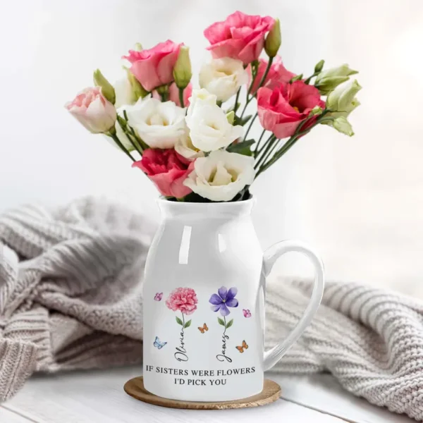 Personalized Sister Gifts Ceramic Vase - Unique Gift Idea for Any Occasion & Home Decoration