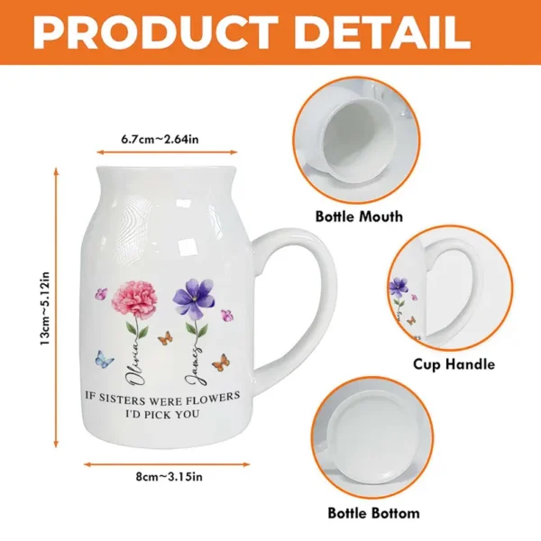 Personalized Sister Gifts Ceramic Vase - Unique Gift Idea for Any Occasion & Home Decoration