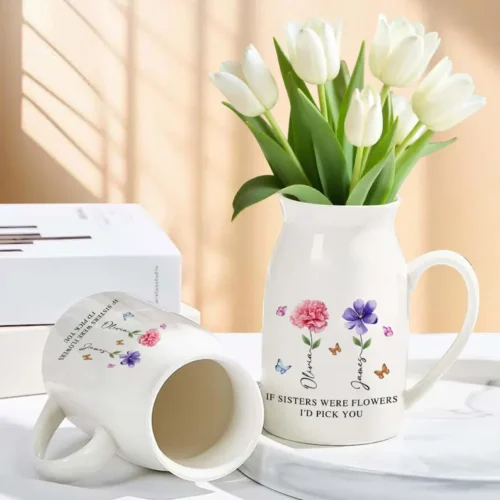 Personalized Sister Gifts Ceramic Vase - Unique Gift Idea for Any Occasion & Home Decoration