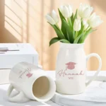 Personalized Graduation Flower Ceramic Vase - Unique Gift Idea for Any Occasion & Home Decoration