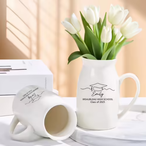 Personalized College Graduation Ceramic Vase - Unique Gift Idea for Any Occasion & Home Decoration