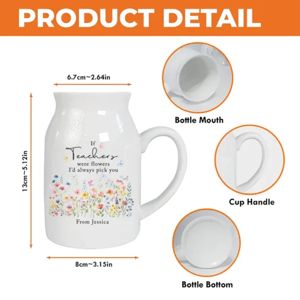 Personalized Teacher Appreciation Ceramic Vase - Unique Gift Idea for Any Occasion & Home Decoration