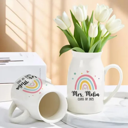 Personalized Teacher Flower Ceramic Vase - Unique Gift Idea for Any Occasion & Home Decoration