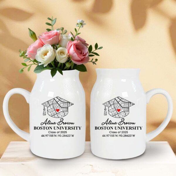 Personalized Campus Map Graduation Ceramic Vase - Unique Gift Idea for Any Occasion & Home Decoration