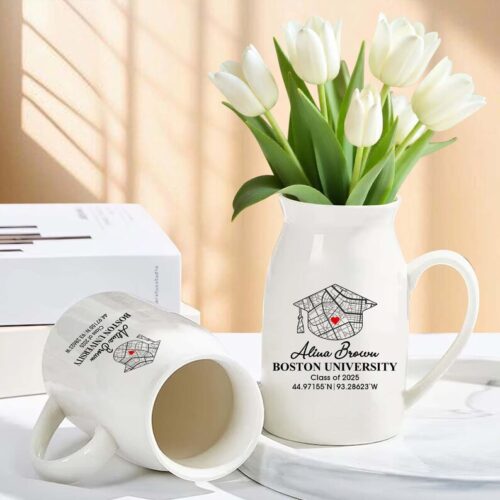 Personalized Campus Map Graduation Ceramic Vase - Unique Gift Idea for Any Occasion & Home Decoration