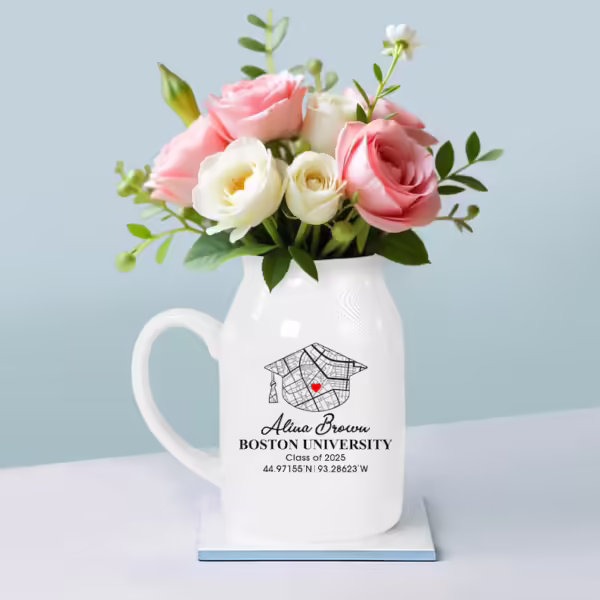 Personalized Campus Map Graduation Ceramic Vase - Unique Gift Idea for Any Occasion & Home Decoration