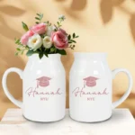 Personalized Graduation Flower Ceramic Vase - Unique Gift Idea for Any Occasion & Home Decoration