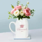 Personalized Graduation Flower Ceramic Vase - Unique Gift Idea for Any Occasion & Home Decoration