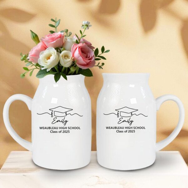 Personalized College Graduation Ceramic Vase - Unique Gift Idea for Any Occasion & Home Decoration