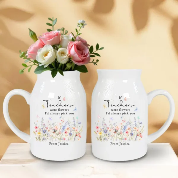 Personalized Teacher Appreciation Ceramic Vase - Unique Gift Idea for Any Occasion & Home Decoration
