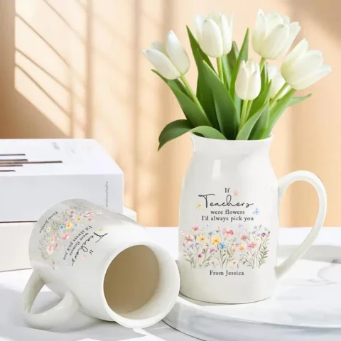Personalized Teacher Appreciation Ceramic Vase - Unique Gift Idea for Any Occasion & Home Decoration