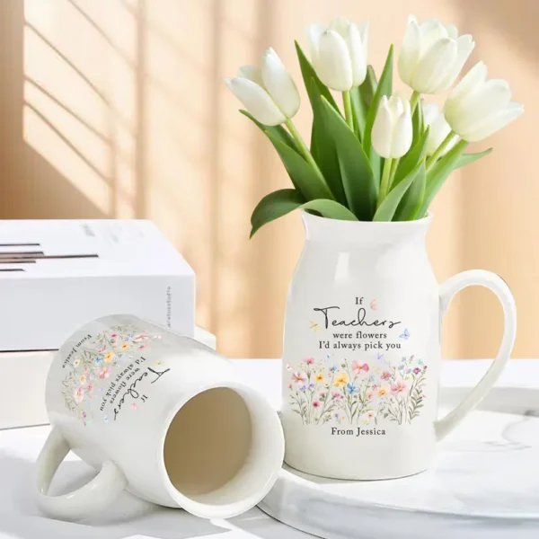 Personalized Teacher Appreciation Ceramic Vase - Unique Gift Idea for Any Occasion & Home Decoration