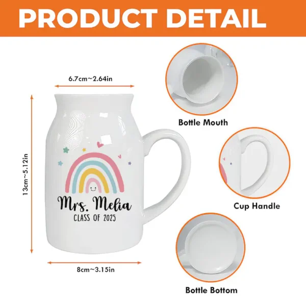 Personalized Teacher Flower Ceramic Vase - Unique Gift Idea for Any Occasion & Home Decoration