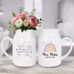 Personalized Teacher Flower Ceramic Vase - Unique Gift Idea for Any Occasion & Home Decoration