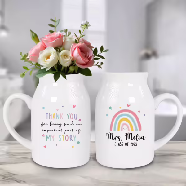 Personalized Teacher Flower Ceramic Vase - Unique Gift Idea for Any Occasion & Home Decoration