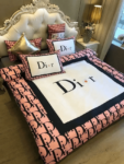 Christian Dior Light Pink Bedding Set Duvet Cover Home Decor - Paulimo