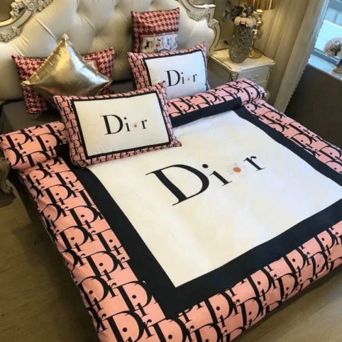 Christian Dior Light Pink Bedding Set Duvet Cover Home Decor - Paulimo