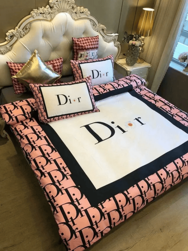 Christian Dior Light Pink Bedding Set Duvet Cover Home Decor - Paulimo
