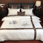 Hermes White Brown Bedding Set - Paulimo