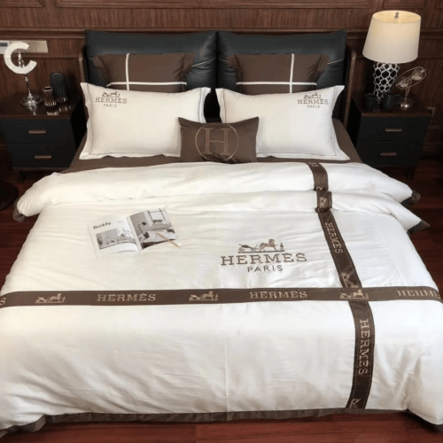 Hermes White Brown Bedding Set - Paulimo