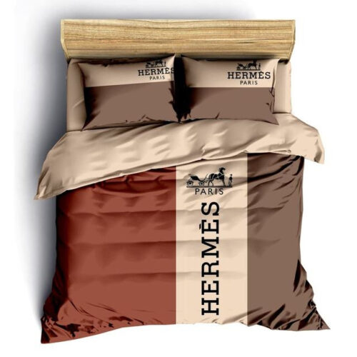 Hermes Brown Fashion Bedding Set Duvet Cover Home Decor - Paulimo