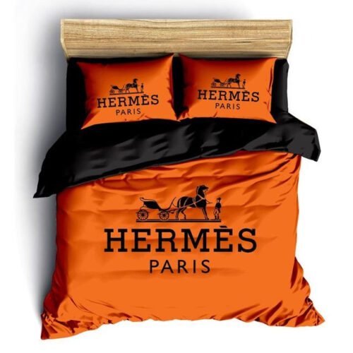 Hermes Paris Orange Fashion Bedding Set - Paulimo