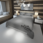 Hermes Paris Grey Fashion Bedding Set - Paulimo